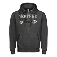 Charcoal Heather you are enough Zipper Hoodie - MaliasSmallBusiness