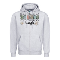 Heather Grey you are enough Zipper Hoodie - MaliasSmallBusiness