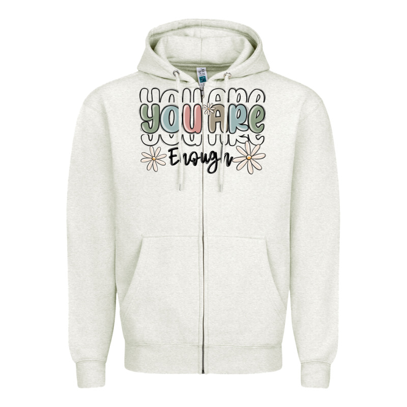 You Are Enough Zipper Hoodie by MaliasSmallBusiness | Teevron