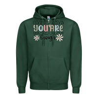 Sports Green you are enough Zipper Hoodie - MaliasSmallBusiness