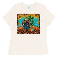Western Fall Thanksgiving Turkey Ladies Tee | Teevron