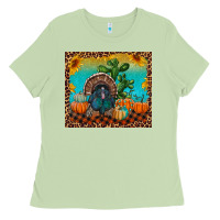 Matcha Western Fall Thanksgiving Turkey Ladies Tee - RanaPortraitStore