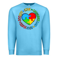 Ocean Blue autism awareness puzzle heart love understand advo Premium Sweatshirt - Artiststas