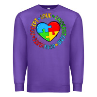Purple autism awareness puzzle heart love understand advo Premium Sweatshirt - Artiststas