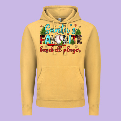 Santa S Favorite Baseball Player Vintage Hoodie Designed By Jahusdesignshop