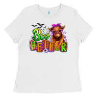 White Boo Heifer baby Cow Ladies Tee - RanaPortraitStore