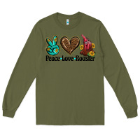 Army Green peace love rooster Long Sleeve Tee - BarkalooDesign