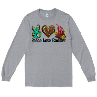 Heather Grey peace love rooster Long Sleeve Tee - BarkalooDesign