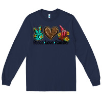 Navy peace love rooster Long Sleeve Tee - BarkalooDesign