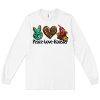 White peace love rooster Long Sleeve Tee - BarkalooDesign