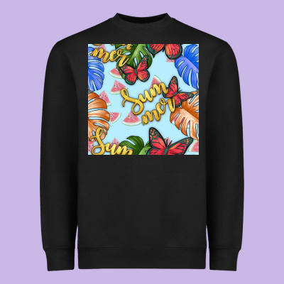 Summer And Leaf Seamless Pattern Heavyweight Sweatshirt Designed By Bundleandbundleshop