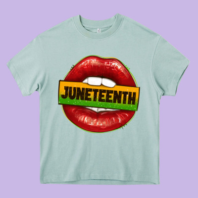 Juneteenth Lips Heavy Core Tee Designed By Texasbilliewilder