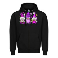 Black purple winter gnomies Zipper Hoodie - NancyCooperArtShop