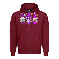 Burgundy purple winter gnomies Zipper Hoodie - NancyCooperArtShop