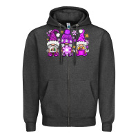 Charcoal Heather purple winter gnomies Zipper Hoodie - NancyCooperArtShop