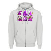 Dove Grey purple winter gnomies Zipper Hoodie - NancyCooperArtShop