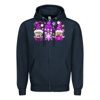 Navy purple winter gnomies Zipper Hoodie - NancyCooperArtShop