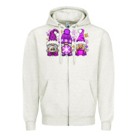 Oatmeal Heather purple winter gnomies Zipper Hoodie - NancyCooperArtShop