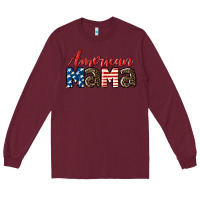 Burgundy Western American Mama Long Sleeve Tee - LillyAllenDesigns