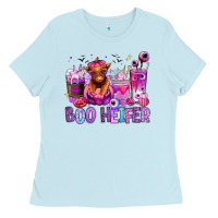 Baby Blue Halloween boo Heifer coffee cups Ladies Tee - RanaPortraitStore