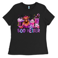 Black Halloween boo Heifer coffee cups Ladies Tee - RanaPortraitStore