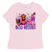 Bubblegum Pink Halloween boo Heifer coffee cups Ladies Tee - RanaPortraitStore
