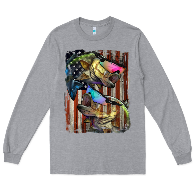 American Flag With Bass Fish Long Sleeve Tee by LillyAllenDesigns | Teevron