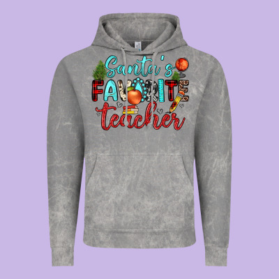 Santa S Favorite Teacher Vintage Hoodie Designed By Jahusdesignshop