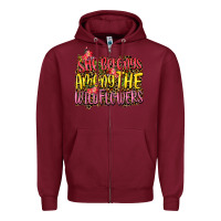 Burgundy she belongs among the wildflowers Zipper Hoodie - NancyCooperArtShop