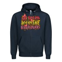 Navy she belongs among the wildflowers Zipper Hoodie - NancyCooperArtShop