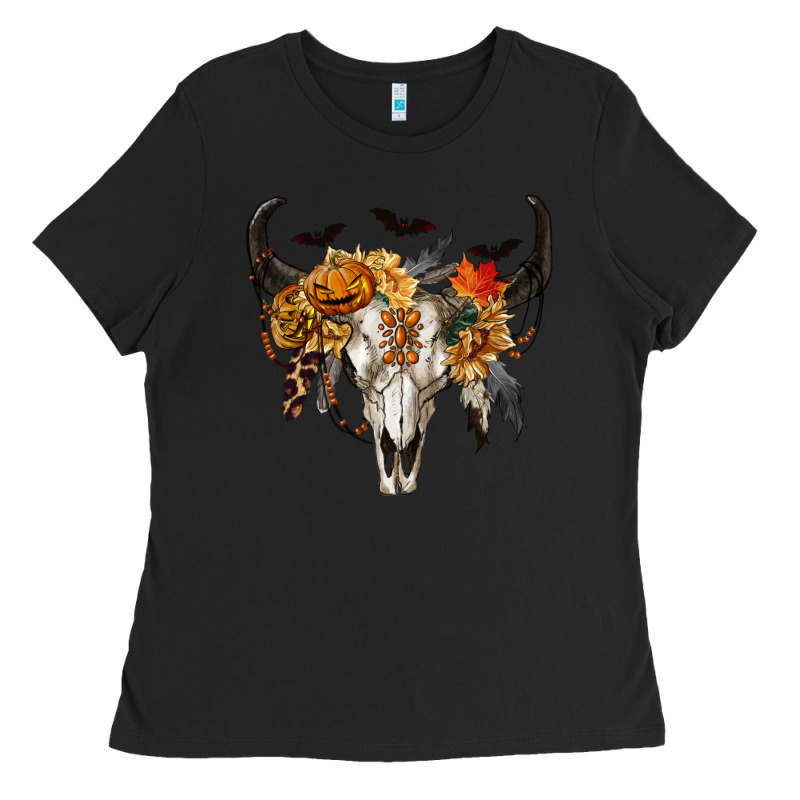 Halloween Bull Skull Ladies Tee by RanaPortraitStore | Teevron