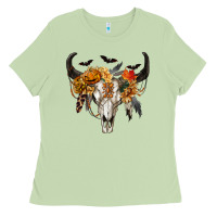 Matcha Halloween Bull Skull Ladies Tee - RanaPortraitStore