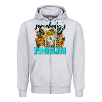 Heather Grey somebodys problem Zipper Hoodie - NancyCooperArtShop
