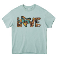 Arona love texas map sunflower leopard cowhide Heavy Core Tee - Artiststas