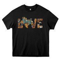 Black love texas map sunflower leopard cowhide Heavy Core Tee - Artiststas