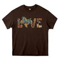 Chocolate Brown love texas map sunflower leopard cowhide Heavy Core Tee - Artiststas