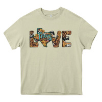 Mossy love texas map sunflower leopard cowhide Heavy Core Tee - Artiststas