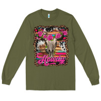 Army Green howdy valentine's day bull skull Long Sleeve Tee - Jasminsmagicworld