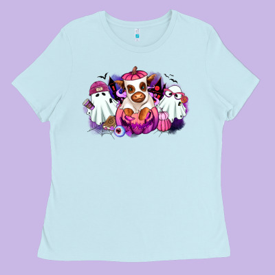 Ladies Tee Halloween ghost Heifer