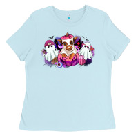Baby Blue Halloween ghost Heifer Ladies Tee - RanaPortraitStore