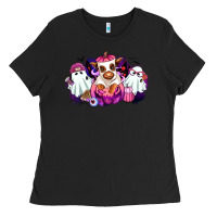 Black Halloween ghost Heifer Ladies Tee - RanaPortraitStore
