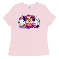 Bubblegum Pink Halloween ghost Heifer Ladies Tee - RanaPortraitStore
