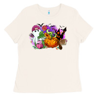 Bone Halloween ghost and jack o lantern Ladies Tee - RanaPortraitStore