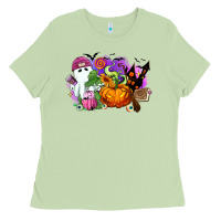Matcha Halloween ghost and jack o lantern Ladies Tee - RanaPortraitStore