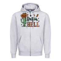 Heather Grey raisin hell cowboy cactus Zipper Hoodie - MaliasSmallBusiness