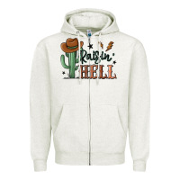 Oatmeal Heather raisin hell cowboy cactus Zipper Hoodie - MaliasSmallBusiness