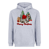 Heather Grey Merry Christmas Gray Squirrel Heavyweight Hoodie - LillyAllenDesigns