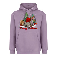 Lavender Merry Christmas Gray Squirrel Heavyweight Hoodie - LillyAllenDesigns
