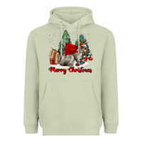 Matcha Merry Christmas Gray Squirrel Heavyweight Hoodie - LillyAllenDesigns