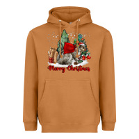 Meerkat Merry Christmas Gray Squirrel Heavyweight Hoodie - LillyAllenDesigns